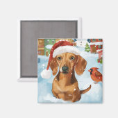 Dackel Winter Wonderland Weihnachtsfreude Magnet (Vorderseite/Rückseite)