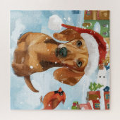 Dackel Winter Wonderland Weihnachtsfreude Puzzle (Horizontal)