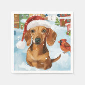 Dackel Winter Wonderland Weihnachtsfreude Serviette (Vorderseite)