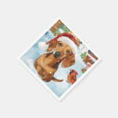 Dackel Winter Wonderland Weihnachtsfreude Serviette (Ecke)