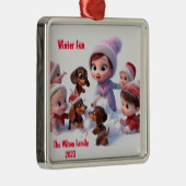 Dackel Winterfamilie Ornament Aus Metall (Rechts)