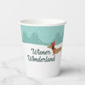 Dackel Wonderland Dackel Weihnachts-Party Papierau Pappbecher (Rückseite)
