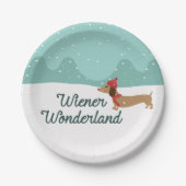 Dackel Wonderland Dackel Weihnachts Party Teller (Vorderseite)