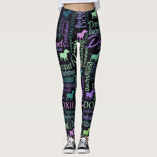 Dackel-Wort-Kunst Leggings (Vorderseite)