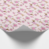 Dackel Wrapping Paper Pink Floral Geschenkwrap Geschenkpapier (Ecke)