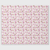 Dackel Wrapping Paper Pink Floral Geschenkwrap Geschenkpapier (Flach)