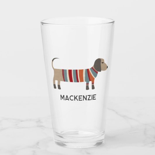 Dackel Wurst Dackel Hund Personalisiert Glas (Vorderseite)