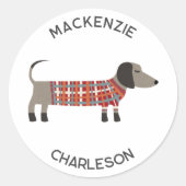 Dackel Wurst Dackel Hund Personalisiert Runder Aufkleber (Vorderseite)