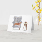 Dackel Wurst Dog Aquarell Grußkarte Karte (Gelbe Blume)