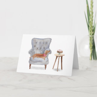 Dackel Wurst Dog Aquarell Grußkarte Karte