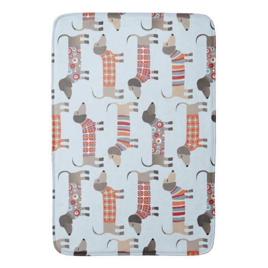 Dackel Wurst Dog Blue Badematte (Vorderseite Vertikal)