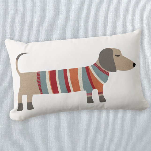 Dackel Wurst Dog Kissen Kissen (Fun Dachshund Wiener Sausage Dog lumbar pillow)
