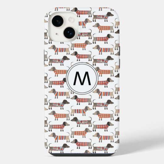 Dackel Wurst Dog Monogramm iPhone Hülle (Rückseite)