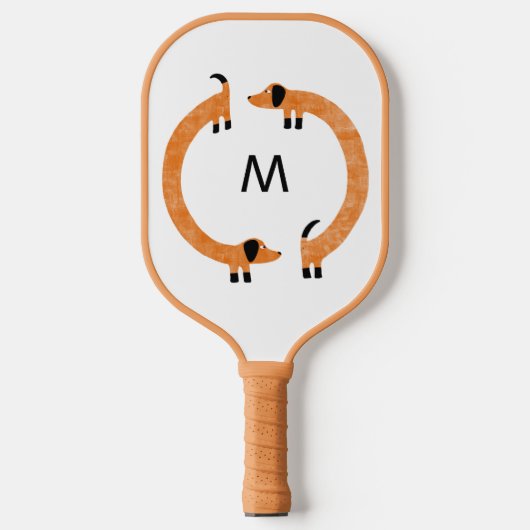 Dackel Wurst Dog Monogramm Pickleball Schläger (Vorderseite)