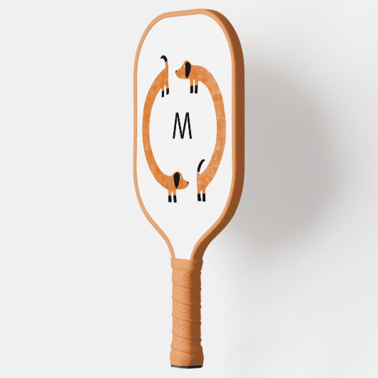 Dackel Wurst Dog Monogramm Pickleball Schläger (Links)