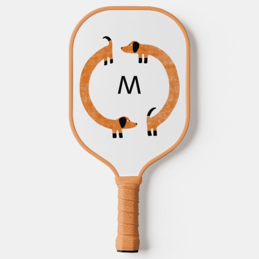 Dackel Wurst Dog Monogramm Pickleball Schläger (Rückseite)