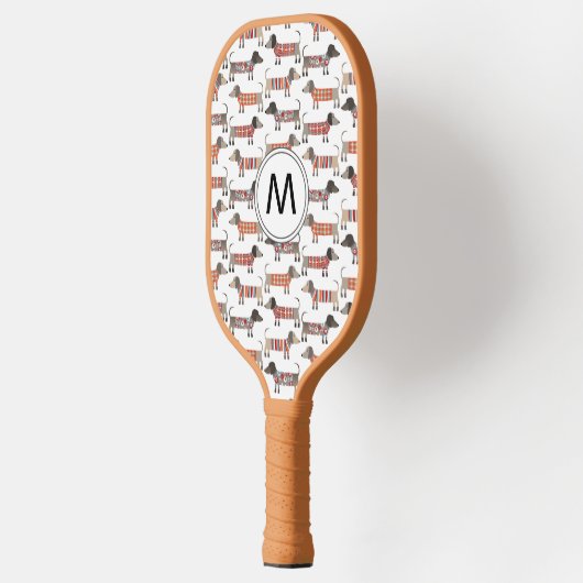 Dackel Wurst Dog Monogramm Pickleball Schläger (Links)