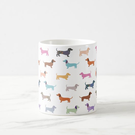 Dackel Wurst Dog Multicolor Gemustert Kaffeetasse (Mittel)