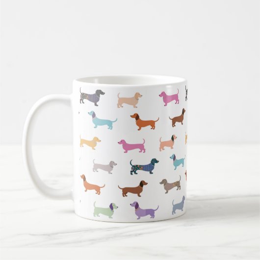 Dackel Wurst Dog Multicolor Gemustert Kaffeetasse (Links)