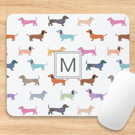 Dackel Wurst Dog Muster Niedlich farbig Mousepad