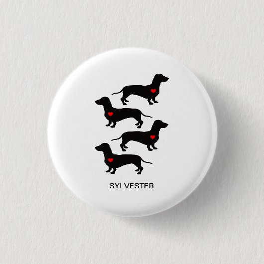 Dackel Wurst Hund Button (Vorderseite)