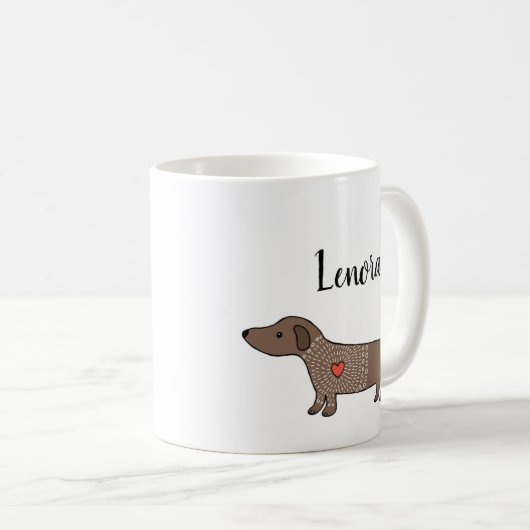 Dackel Wurst Hund Dackel Hund Personalisierter Nam Kaffeetasse (VorderseiteRechts)