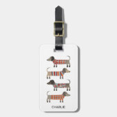 Dackel Wurst Hund Individuelle Name Gepäckanhänger (Vorderseite vertikal)