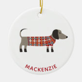 Dackel Wurst Hund Individuelle Name Keramik Ornament (Vorne)