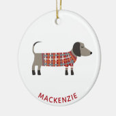 Dackel Wurst Hund Individuelle Name Keramik Ornament (Links)