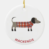Dackel Wurst Hund Individuelle Name Keramik Ornament (Hinten)