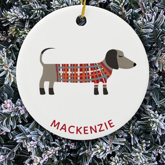 Dackel Wurst Hund Individuelle Name Keramik Ornament
