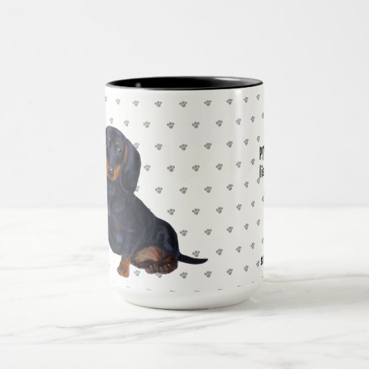 Dackel Wurst Hund Liebe Kaffee Tee Custom Tasse (Zentrum)