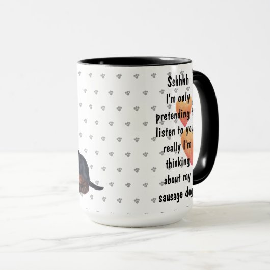 Dackel Wurst Hund Liebe Kaffee Tee Custom Tasse (VorderseiteRechts)
