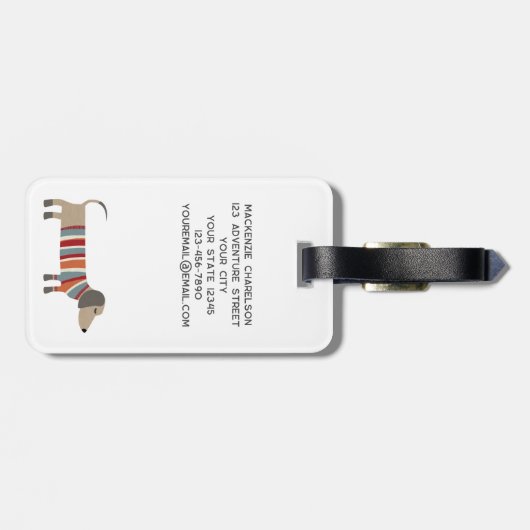 Dackel Wurst Hund Personalisiert Gepäckanhänger (Rückseite horizontal)