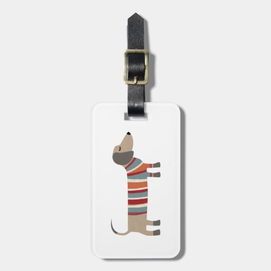 Dackel Wurst Hund Personalisiert Gepäckanhänger (Vorderseite vertikal)