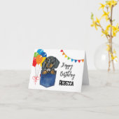 Dackel Wurst Hund Personalisiert Grußkarte Karte (Gelbe Blume)