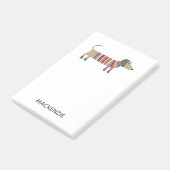 Dackel Wurst Hund Personalisiert Hinweise nach dem Post-it Klebezettel (angewinkelt)