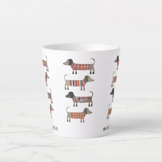 Dackel Wurst Hund Personalisiert Milchtasse (Vorderseite)