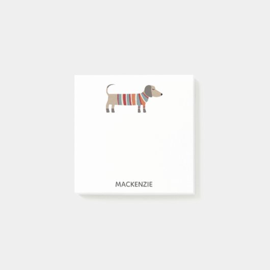 Dackel Wurst Hund Personalisiert Post-it Klebezettel (Vorderseite)