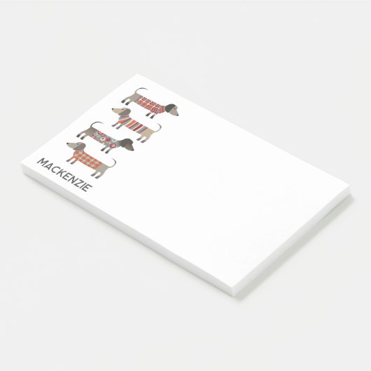 Dackel Wurst Hund Personalisiert Post-it Klebezettel (angewinkelt)