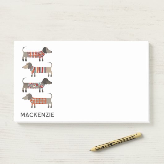 Dackel Wurst Hund Personalisiert Post-it Klebezettel (Auf Schreibtisch)