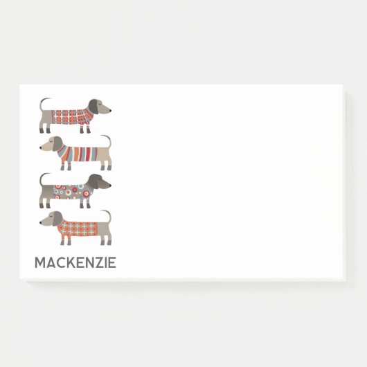 Dackel Wurst Hund Personalisiert Post-it Klebezettel (Vorderseite)
