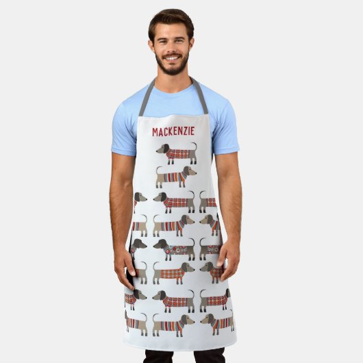 Dackel Wurst Hund Personalisiert Schürze (Getragen)