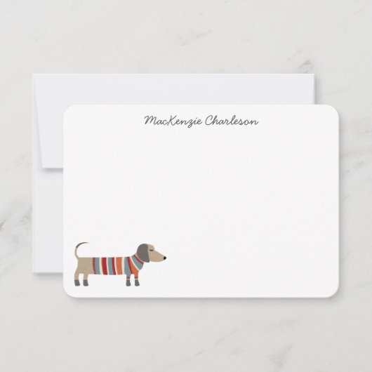 Dackel Wurst Hund Personalisiert Stationery Mitteilungskarte (Vorderseite)