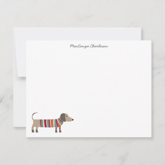 Dackel Wurst Hund Personalisiert Stationery Mitteilungskarte (Vorderseite)