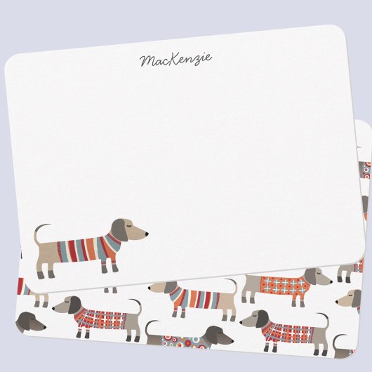 Dackel Wurst Hund Personalisiert Stationery Mitteilungskarte
