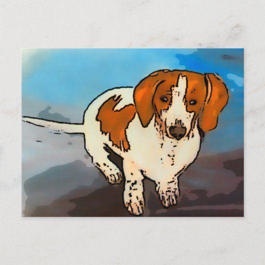 Dackel Wurst Hund Wasserfarben Postkarte (Vorderseite)