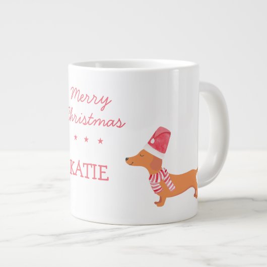 Dackel Würstchen Hund Liebesgeschenk Weihnachten Jumbo-Tasse (Vorderseite Rechts)