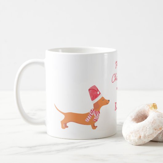 Dackel Würstchen Hund Liebesgeschenk Weihnachten Kaffeetasse (Mit Donut)