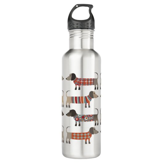 Dackel Wursthund Edelstahlflasche (Vorderseite)